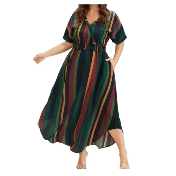 NWT Bloomchic Multicolor Striped Maxi Dress - Picture 1 of 7